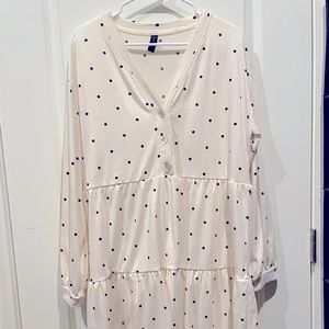 Babydoll long sleeve dress in spot print